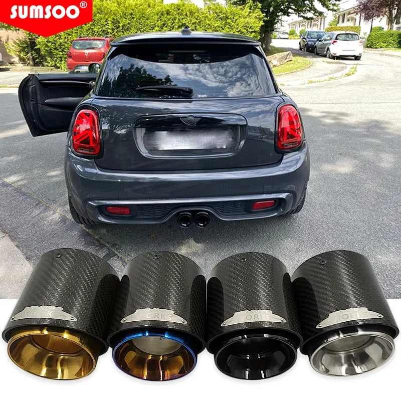 Genuine Black Gold Burnt Blue Silver Chrome and Carbon Fiber Muffler Tip for BMW MINI Cooper S Exhaust Tip