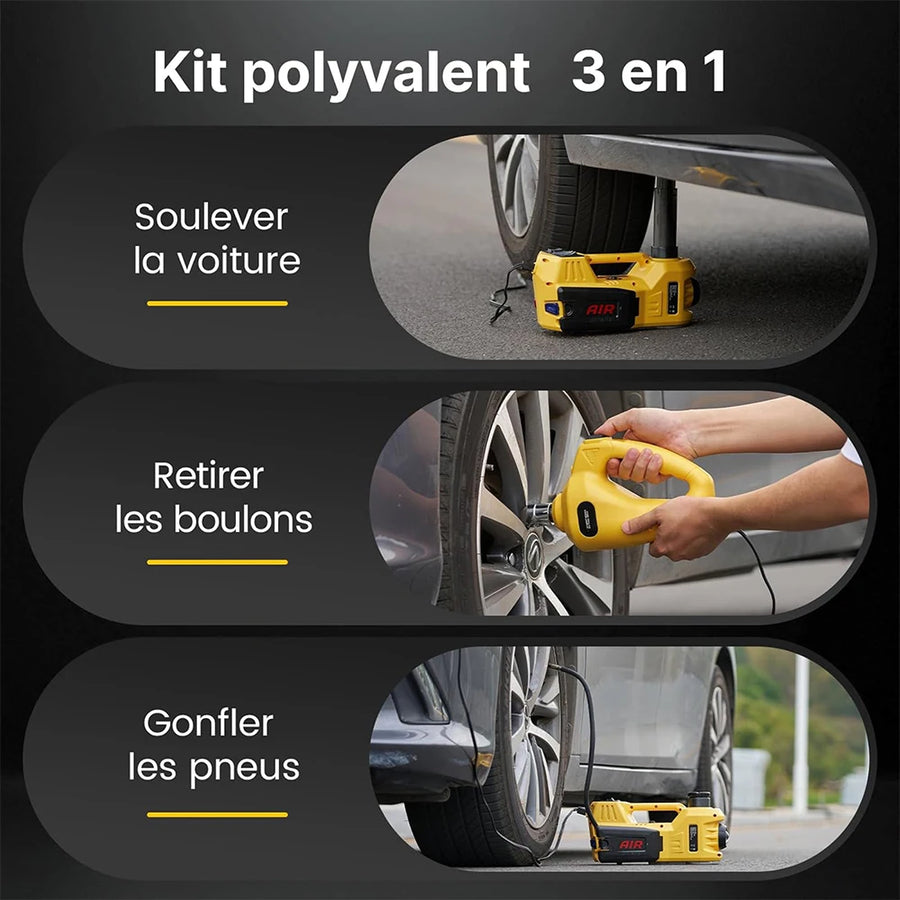 5-Ton 12V Electric Scissor Jack with Tire Inflator and Optional Impact Wrench