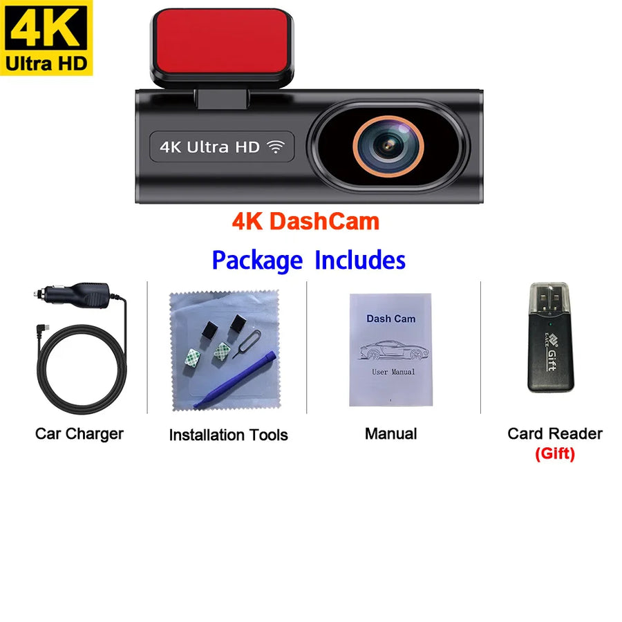 4K Dual Dash Cam with Wi-Fi App Control