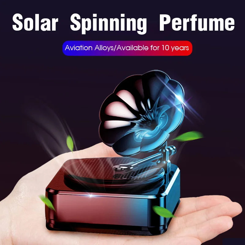 Solar-Powered Rotating Record-player Car Aroma Diffuser