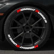Midnight Runner Car Tire Decorative Sticker Pvc Waterproof Sectional Decal No Glue One Set for Four Tires