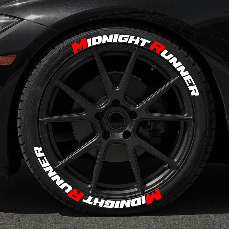 Midnight Runner Car Tire Decorative Sticker Pvc Waterproof Sectional Decal No Glue One Set for Four Tires