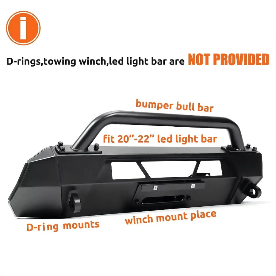 Steel Stubby Front Winch Bumper for 2016–2023 Toyota Tacoma