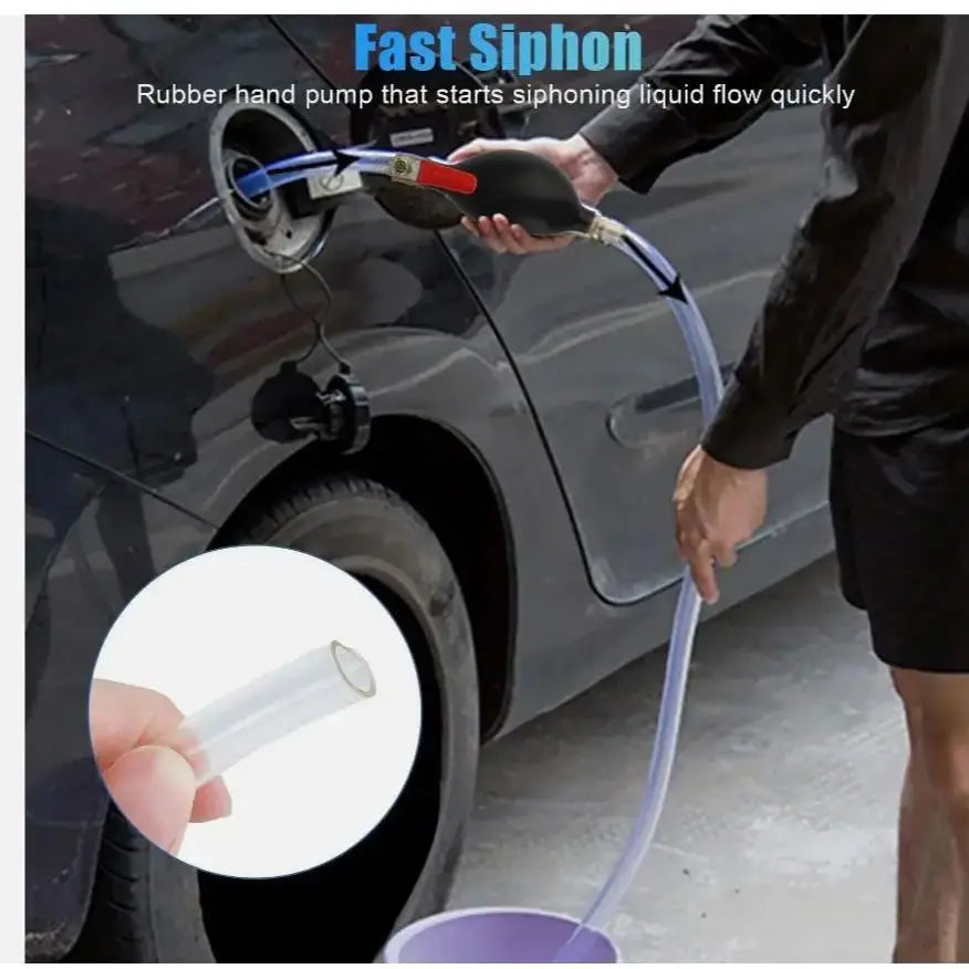 Manual Fluid Transfer Siphon Pump Set with Hose & Clamps