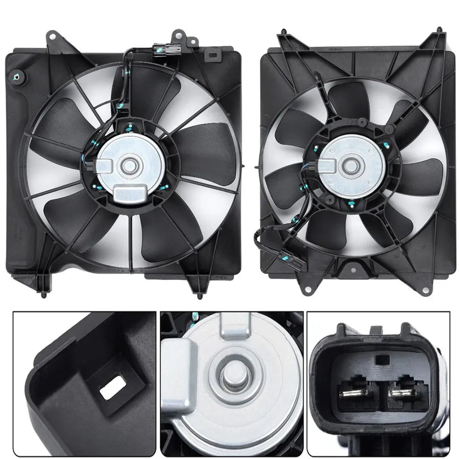 2-Piece Engine AC Condenser Radiator Cooling Fan Assembly for 2016-2022 Honda HR-V 1.8L