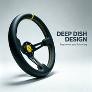 340 mm Deep-Dish Racing Steering Wheel – Leather or Suede