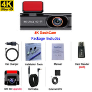 4K Dual Dash Cam with Wi-Fi App Control
