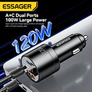 Essager 120W USB-C PD and QC Car Charger Adapter