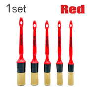 5-Piece Red Car Interior Detailing Brush Set