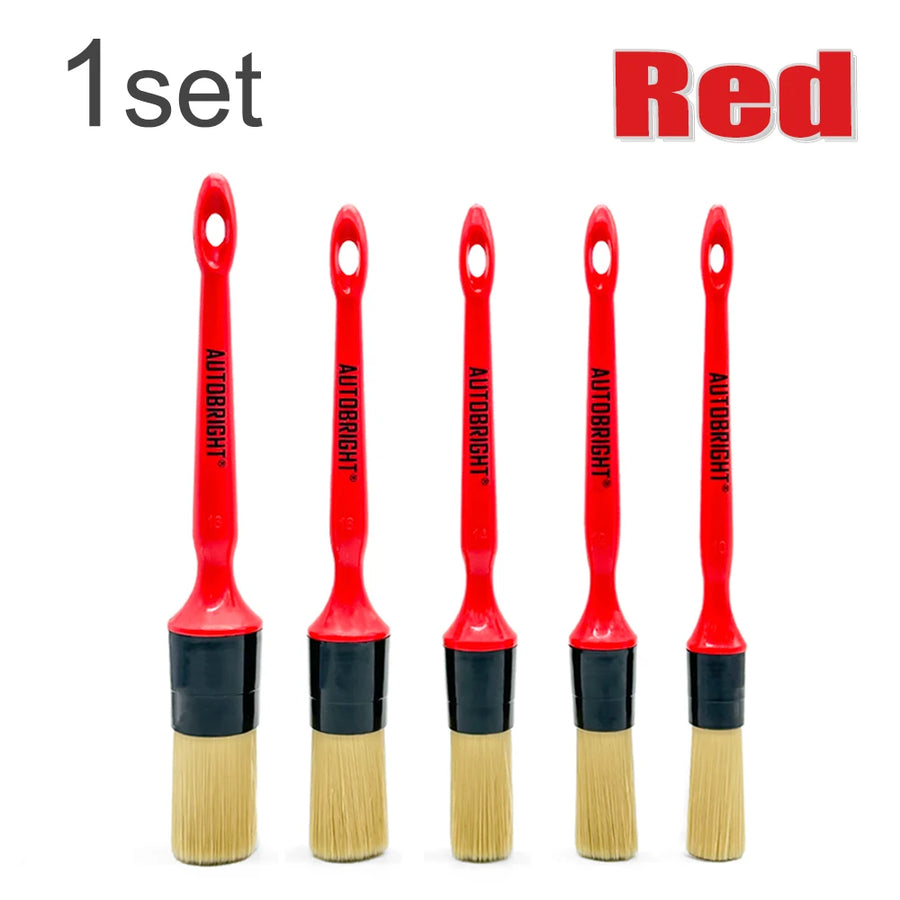 5-Piece Red Car Interior Detailing Brush Set