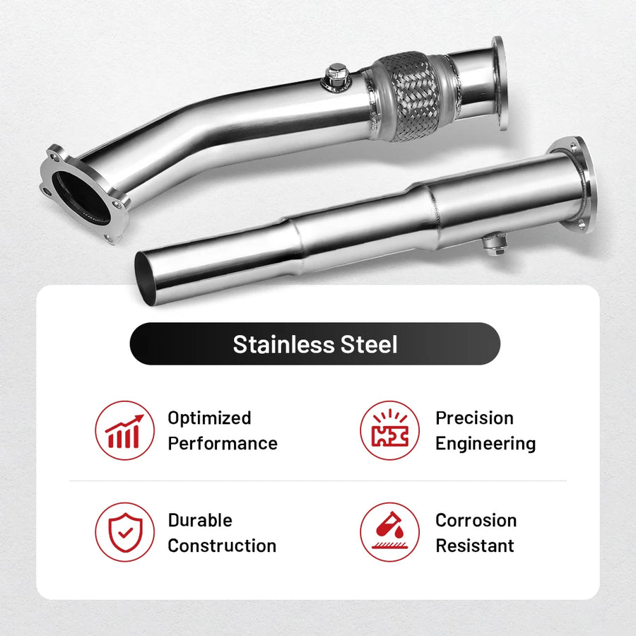 Stainless Steel 3 in Exhaust Downpipe for 1999–2004 Volkswagen Golf/Jetta/Beetle