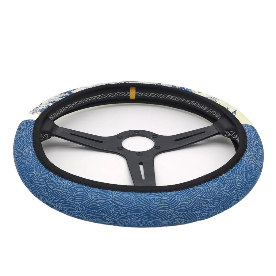Hokkaido Wave and Sakura 38 cm Steering Wheel Cover