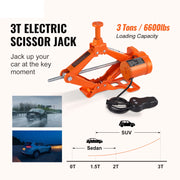 3-Ton 12V Electric Scissor Jack with Optional Impact Wrench