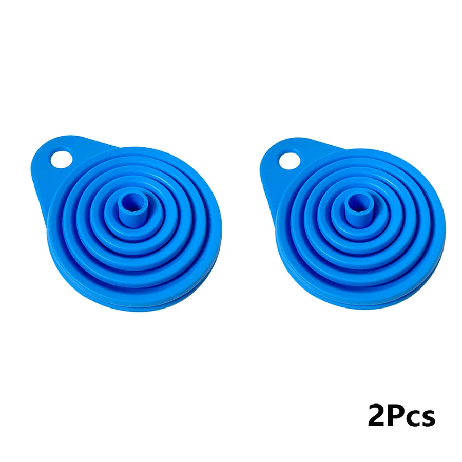 2-Piece Foldable Car Engine Funnel Silicone Liquid Funnel Washer Engine Oil Petrol Change Tools for