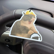 Funny Yellow Hard Hat Screaming Driving Cat Hanging Car Air Freshener
