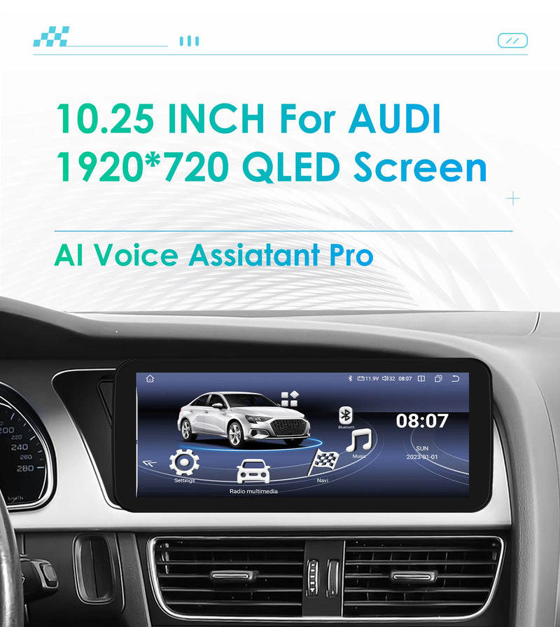 10.25-Inch CarPlay and Android Auto Display for Audi A4, A5, S4 and S5 2009–2016