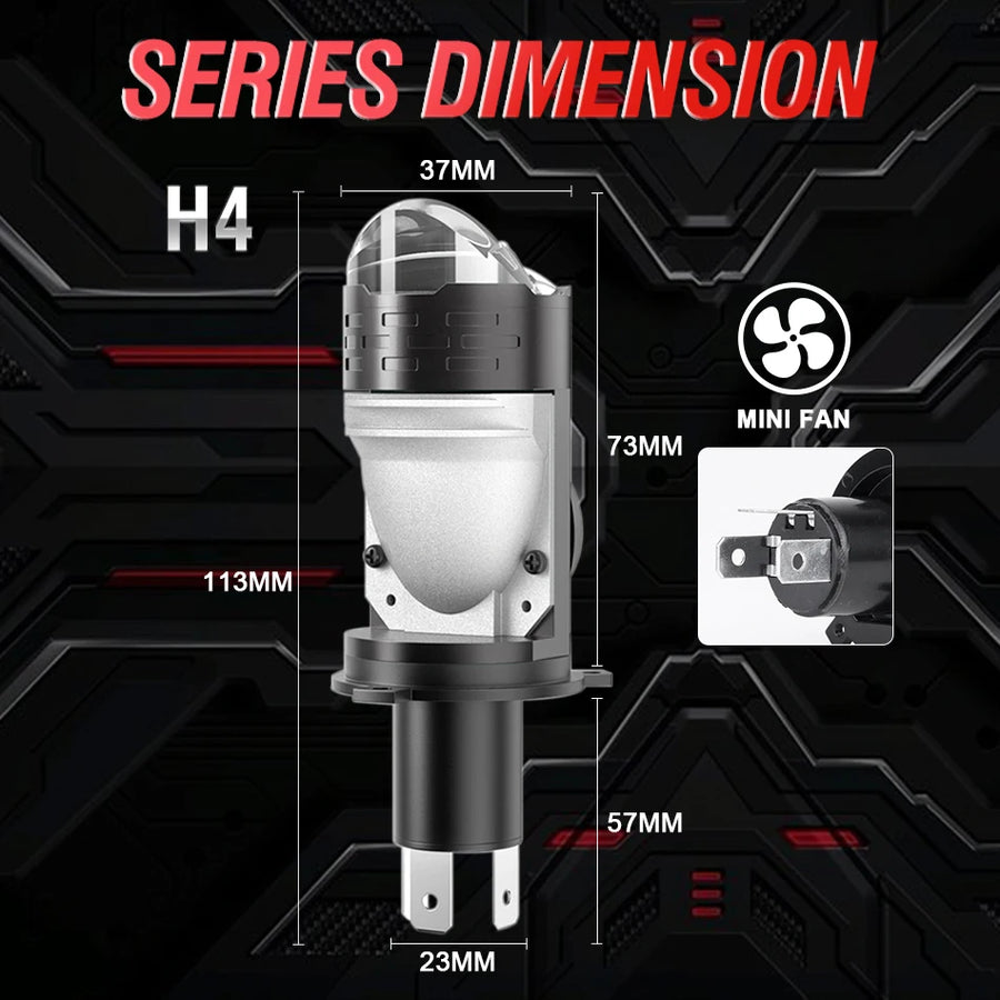 H4 LED Headlight Bulb – 6000K, CANBUS, Projector-Compatible