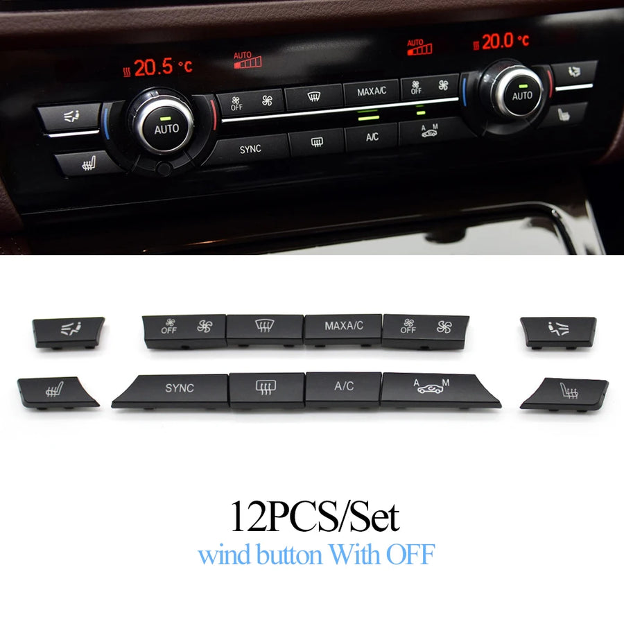 AC Heater Button 12/14-Piece Key Caps Repair Kit Switch Cover for BMW 5 6 7 Series