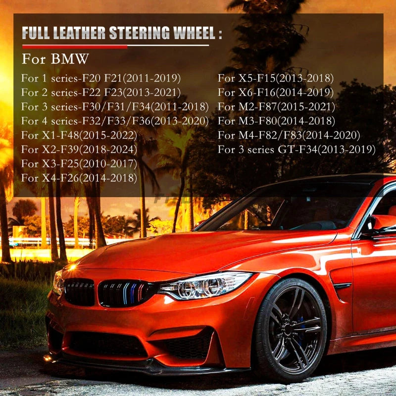 BMW E/F-Series Full-Leather Steering Wheel with Paddles – M3/M5 Styles