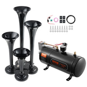 12V Four-Trumpet Air Horn Kit with 0.8 gal Tank & Compressor