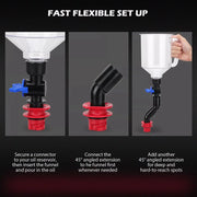 18-Piece Spill-Free Engine Oil Funnel Set with 12 Adapters, 1.59 Quart