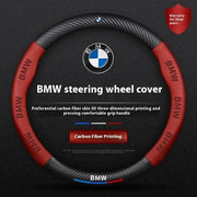 Anti-Slip Carbon Fiber-Look Leather Steering Wheel Cover for BMW