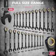 24-Piece Metric and SAE Ratcheting Wrench Set