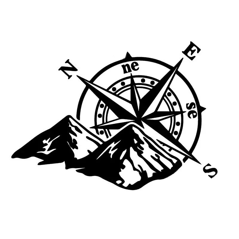 Mountain Compass Reflective Vehicle Decal – 16.6 × 12 cm