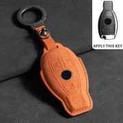 Suede Leather Car Key Case Cover for Mercedes-Benz