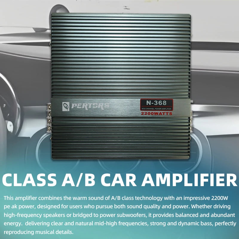 2-Channel Class AB 2200W Car Audio Amplifier