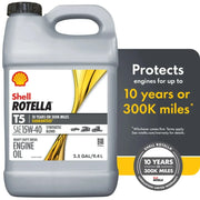 Shell Rotella T5 Synthetic Blend 15W-40 Diesel Engine Oil, 2.5 Gallon
