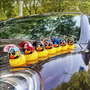 Helmeted Squeaky Rubber Duck Vehicle Ornament with Accessories