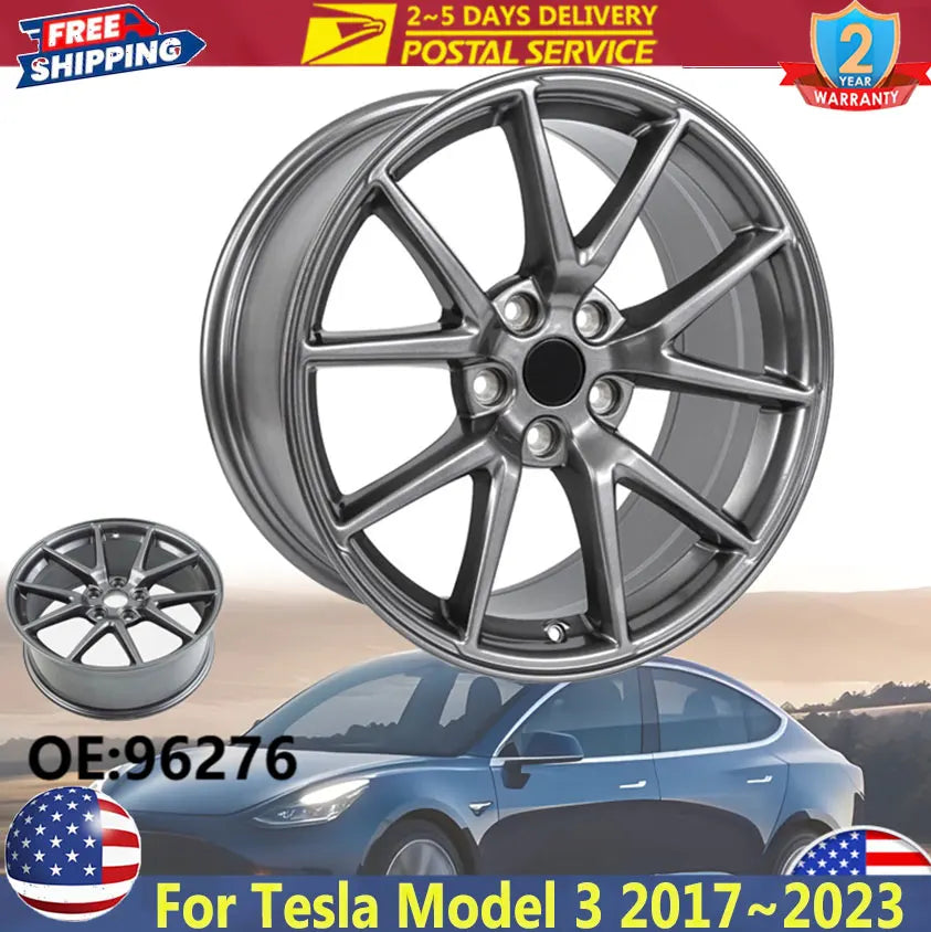 Tesla Model 3 18 x 8.5-Inch Charcoal Aero-Style Alloy Wheel – 2017–2023