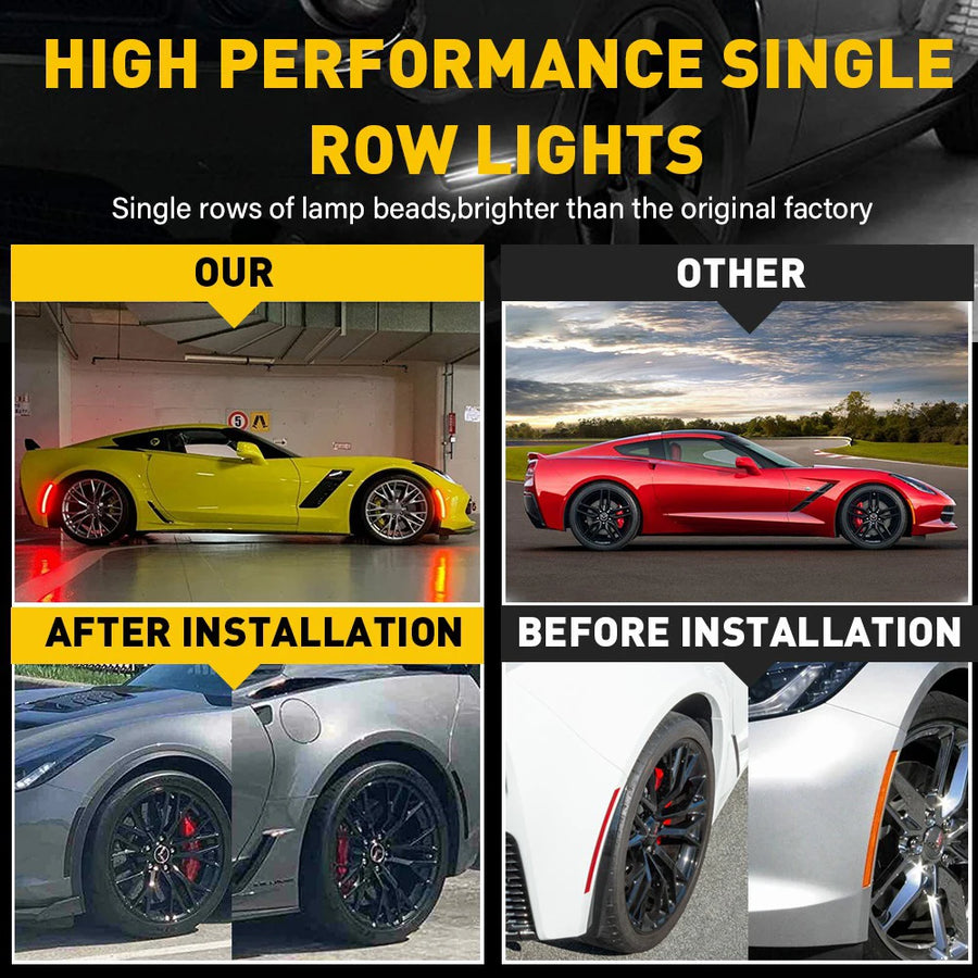 4-Piece Smoked LED Side Marker Lights for Chevrolet Corvette C7 2014-2019