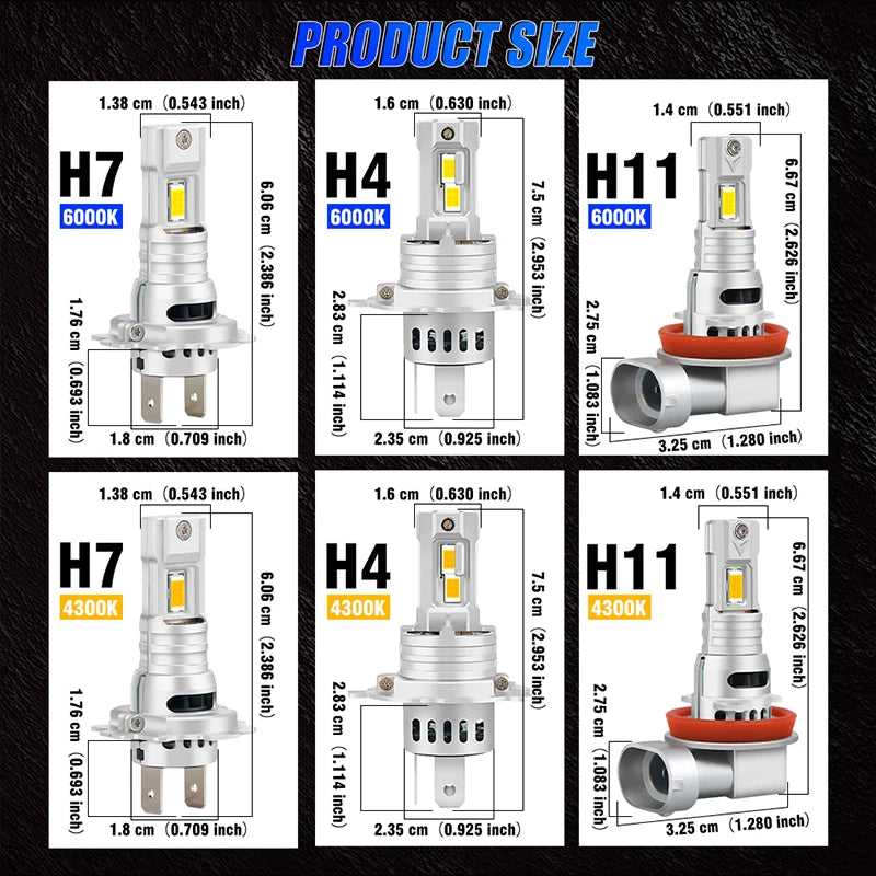 2-Piece H4/H7/H11 LED Headlight Bulb – 4300K