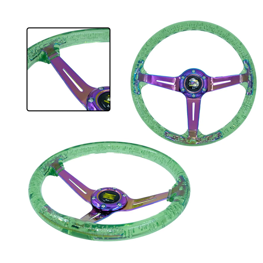 350 mm Acrylic Racing Steering Wheel – Green