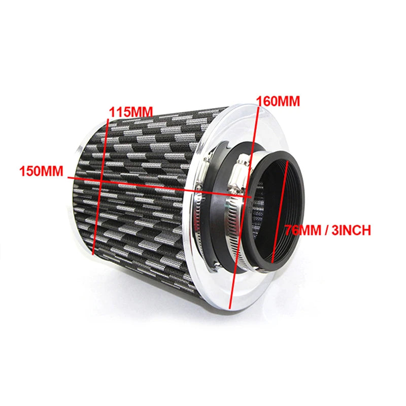 Intake Air Filter for 76MM Car Air Filter Cold Air Intake Air Filter 3Inch Car Modified Inletinlet Mushroom Head Car Sports Filter