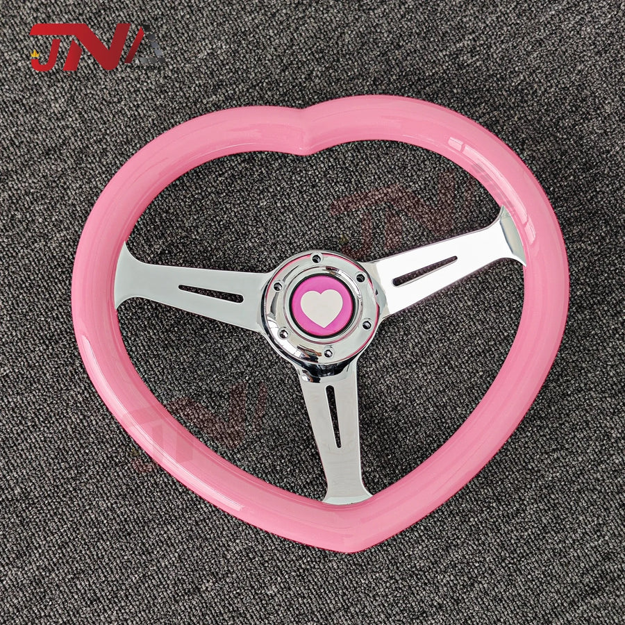 Yellow Heart Shape Racing Sports Car Steering Wheel JDM Style Aftermarket Steering Wheel