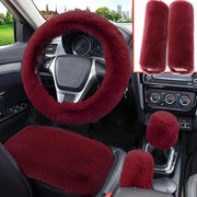 6-Piece Soft Plush Car Interior Accessories Set With Steering Wheel Cover