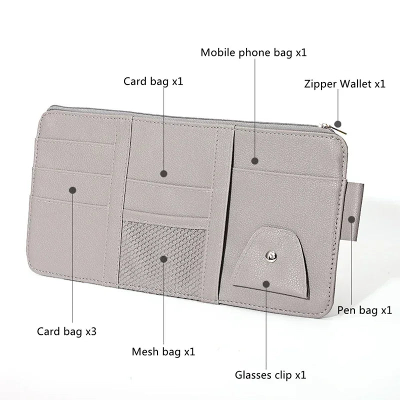 Sun Visor Organizer with Sunglasses & Card Pockets – 5 Colors
