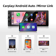 6.86-Inch 1-DIN Wireless CarPlay and Android Auto Car Stereo with USB