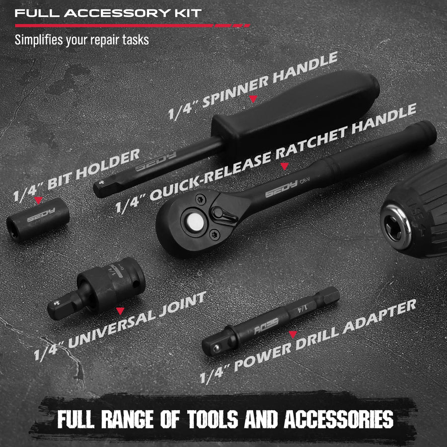 64-Piece 1/4-Inch Drive Impact Socket and Bit Set