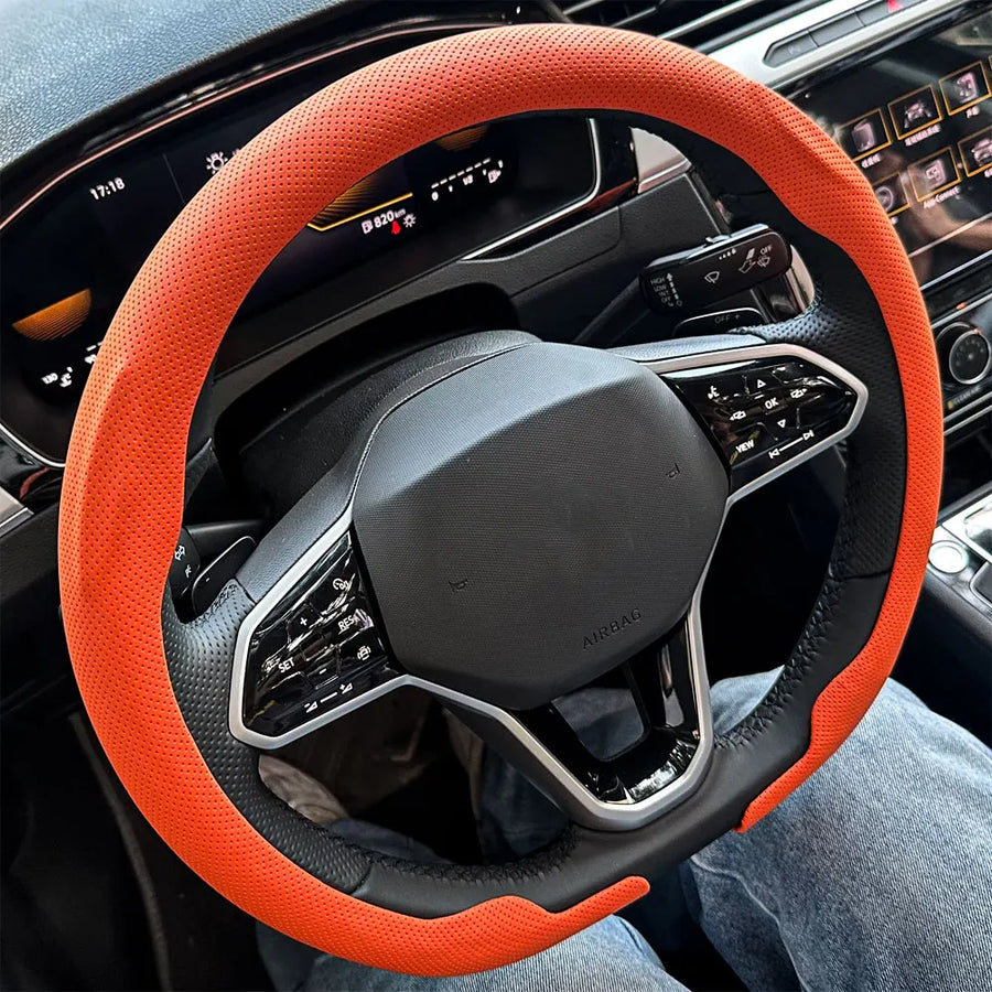 Universal D-shaped Leather Car Steering Wheel Cover