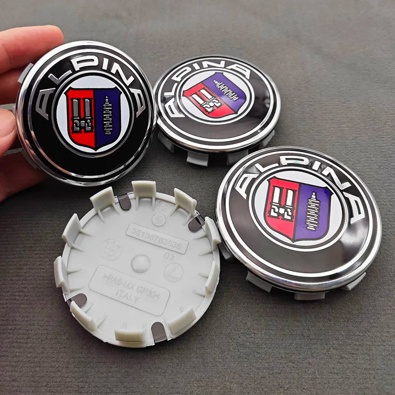 4-Piece 68mm Logo Alpina Emblem Wheel Center Hub Caps for BMW E46 E39 E38 E90 E60 E36 F30 E34 F10