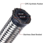 16FT AN10 Stainless Steel Braided CPE Oil Fuel Line Kit with 6-Piece Aluminum Alloy 0 45 90 Degree