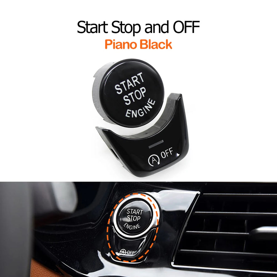 2-Piece Engine Ignition Start Stop Button OFF Switch Cover Trim for BMW 1 5 6 7 X3 X4 Series F52 G30 G31