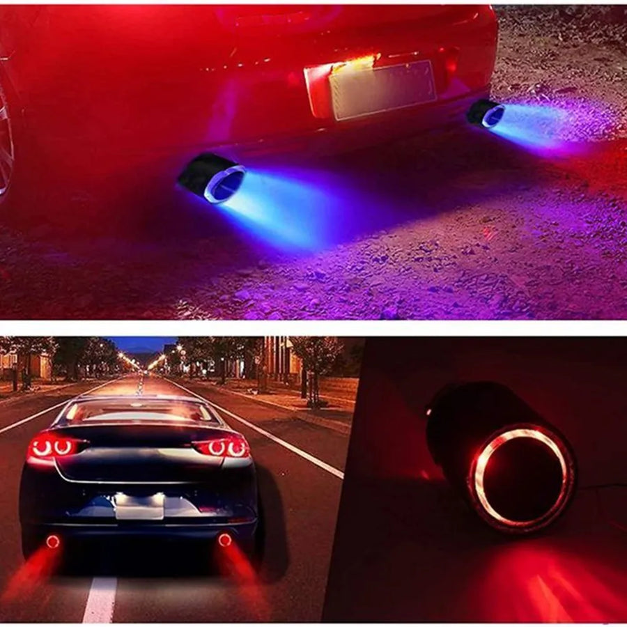 Universal Car Modified Exhaust Muffler Tip Pipe LED Red/Blue Light Outlet Exhaust Pipe Tail Throat