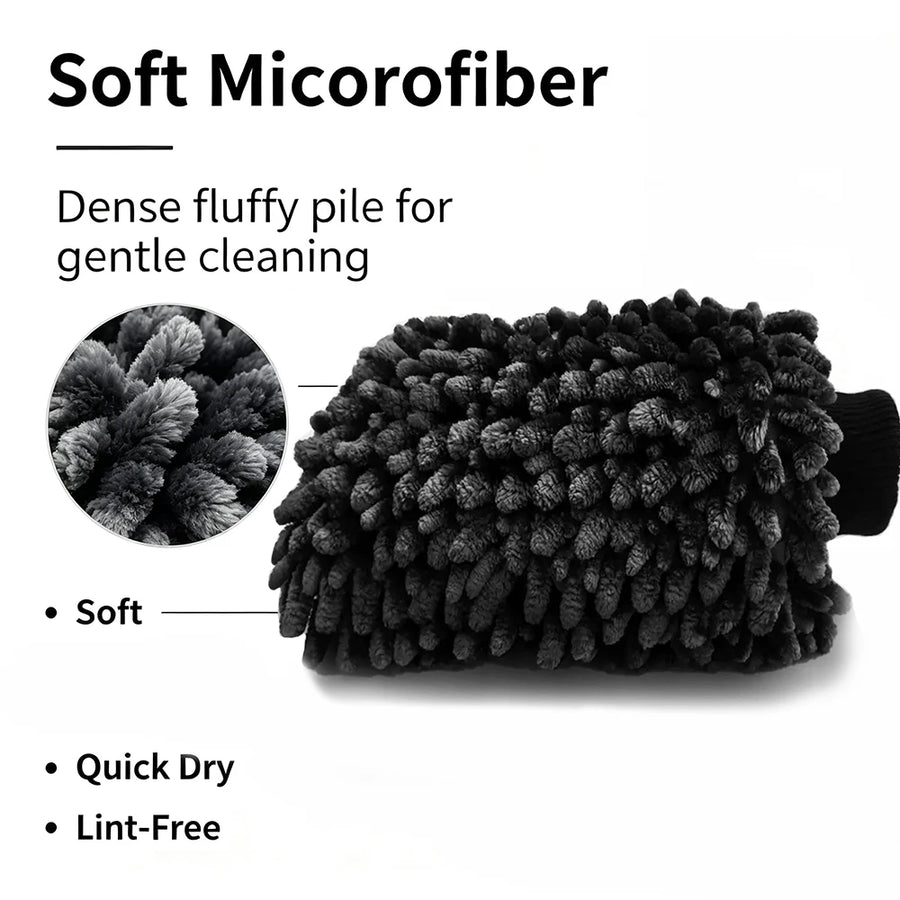 XL Charcoal Grey Chenille Microfiber Car Wash Mitt