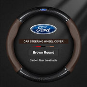 Ventilated Carbon Fiber-Look Steering Wheel Cover for Ford Vehicles