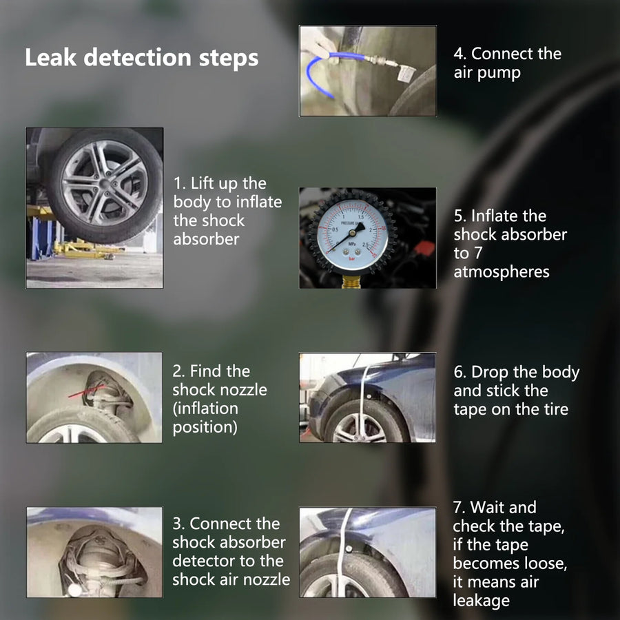 Universal Air Suspension Shock Leak Tester Kit with Pressure Gauge